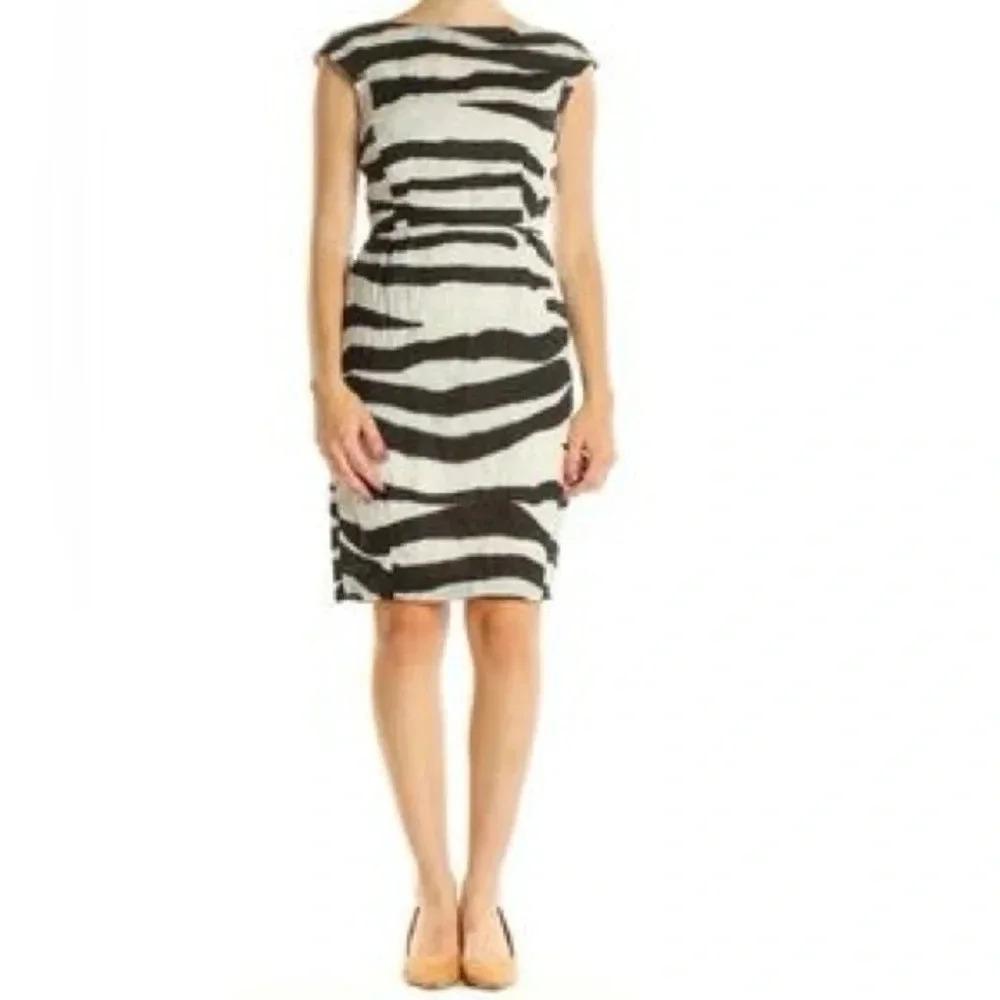Banana Republic || Linen Safari Resort Zebra Print Dress Sz 4 - Picture 1 of 7